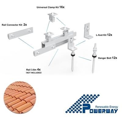 Kit montaggio 6 moduli x tetti a tegola - escluso binario