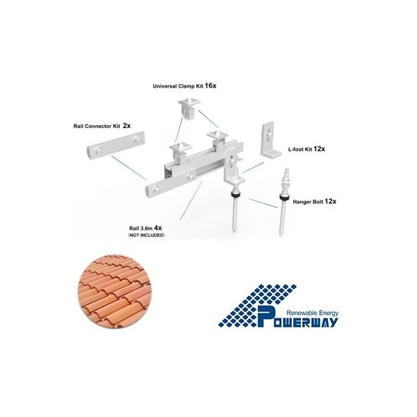 Kit montaggio 6 moduli x tetti a tegola - escluso binario