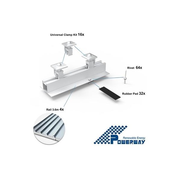 Kit montaggio 6 Moduli x tetto pannelli sandwich escluso binario