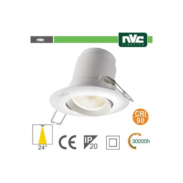 Faro direzionabile LED IP20 9W 3000K 700LM 24º FORO:95mm