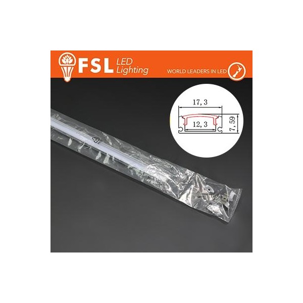 KIT PROFILO ALLUMINIO 6063 - U 2m SILVER - cover opal